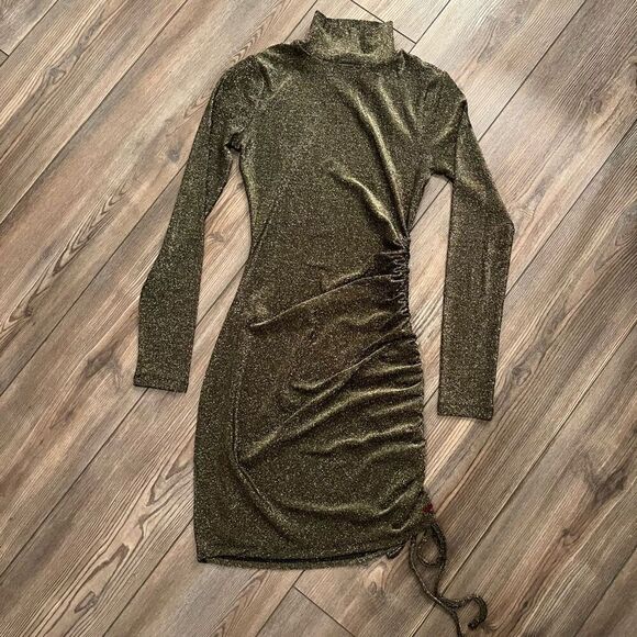 n:Philanthropy Demetra Dress Women's XS Gold Black Sparkle Long Sleeve - NWT - Picture 2 of 6